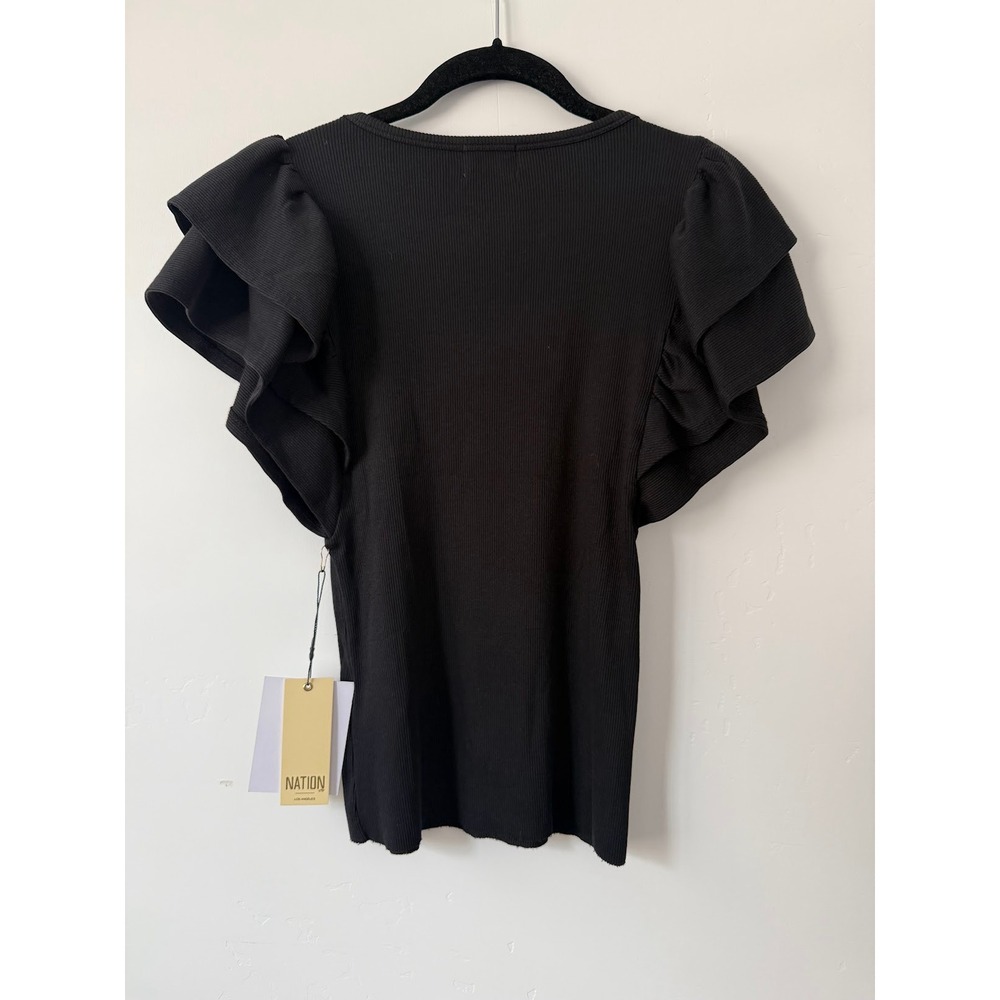 Nation LTD Irina Ribbed Ruffle Sleeve Tee - Picture 5 of 7